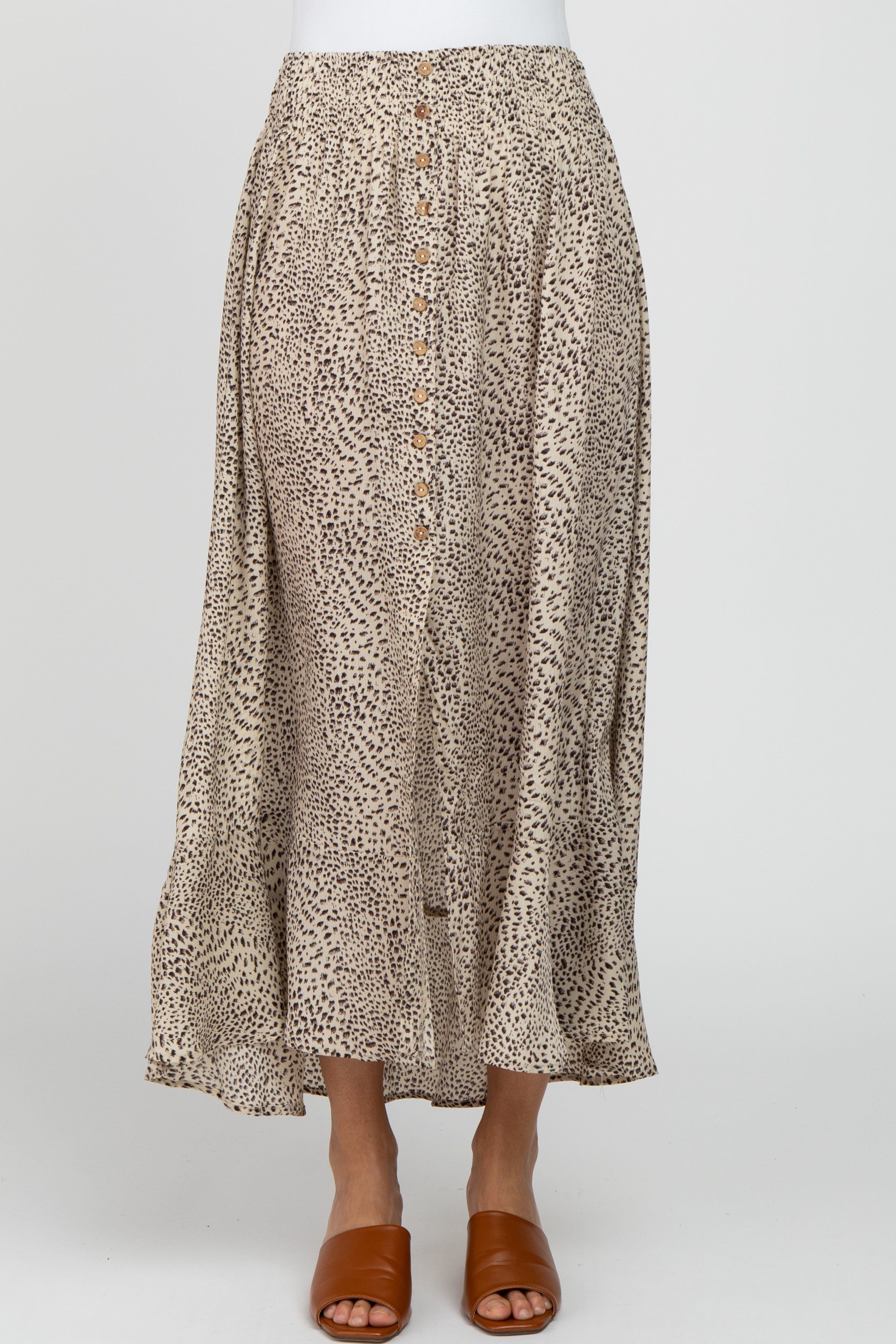 Ivory Animal Print Maxi Skirt sold by Pinkblush product image thumbnail 2