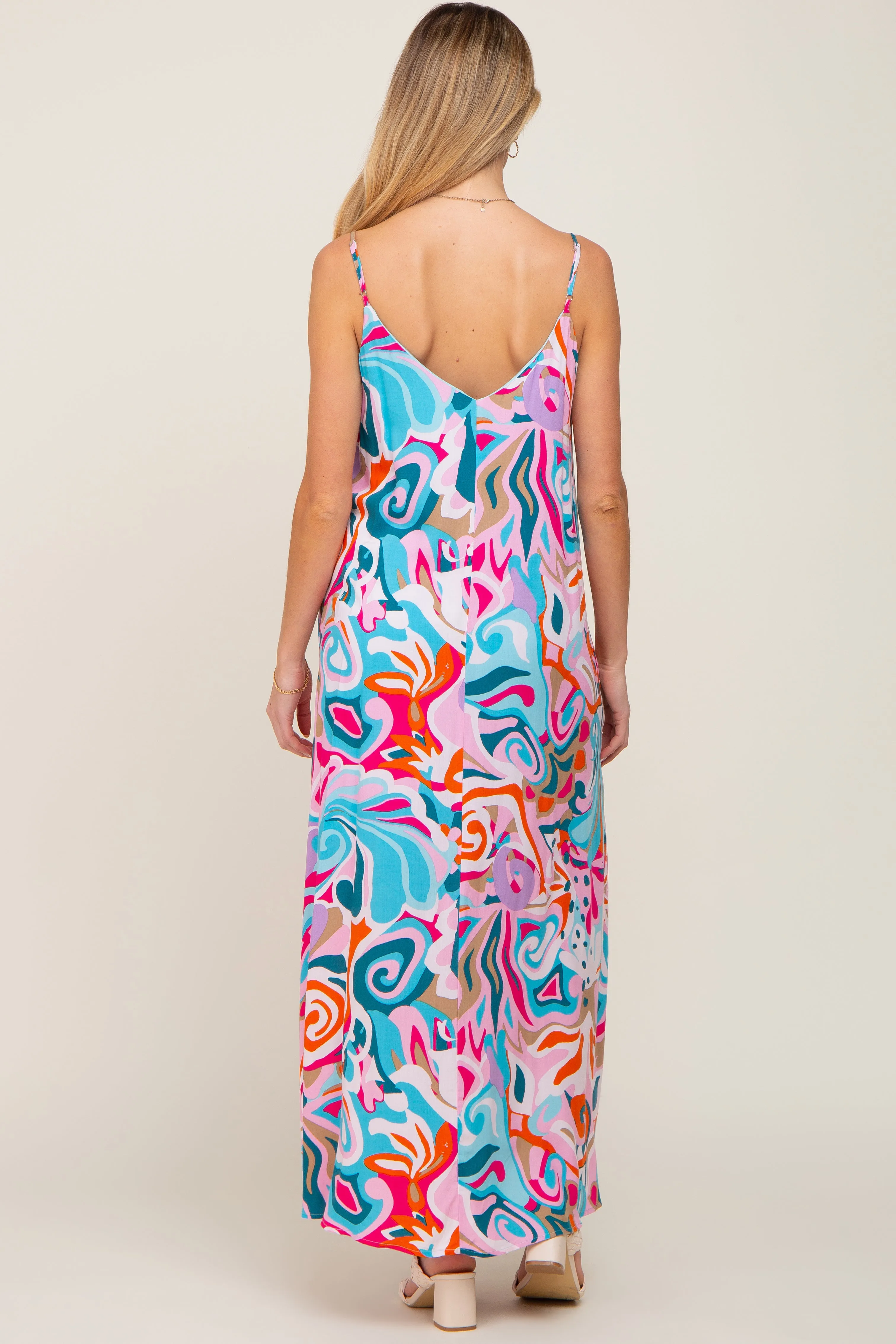Multi-Color Sleeveless V-Neck Maternity Maxi Dress sold by Pinkblush product image thumbnail 4