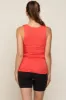 Coral Square Neck Ruched Sides Maternity Top sold by Pinkblush
