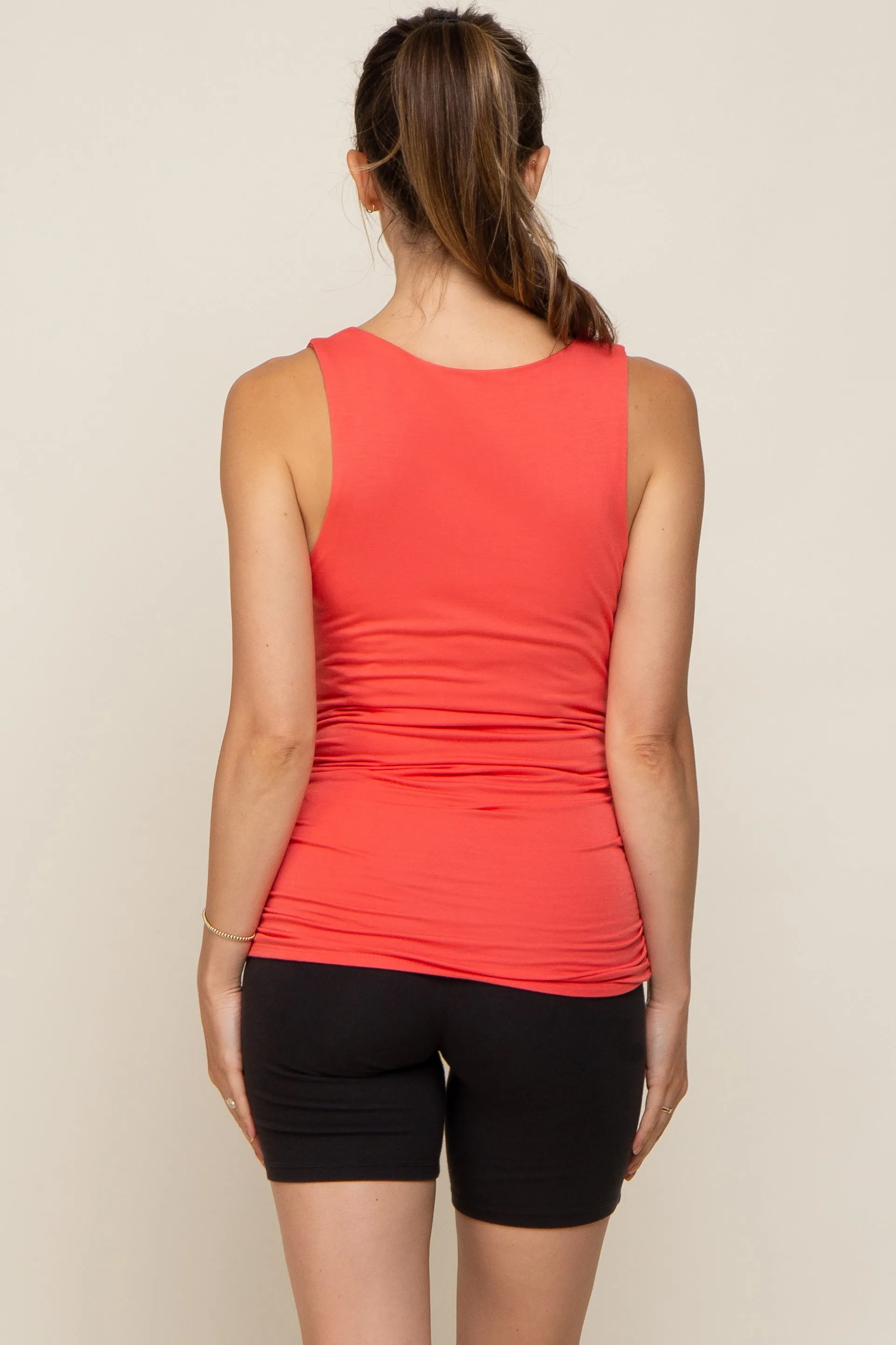 Coral Square Neck Ruched Sides Maternity Top sold by Pinkblush product image thumbnail 3