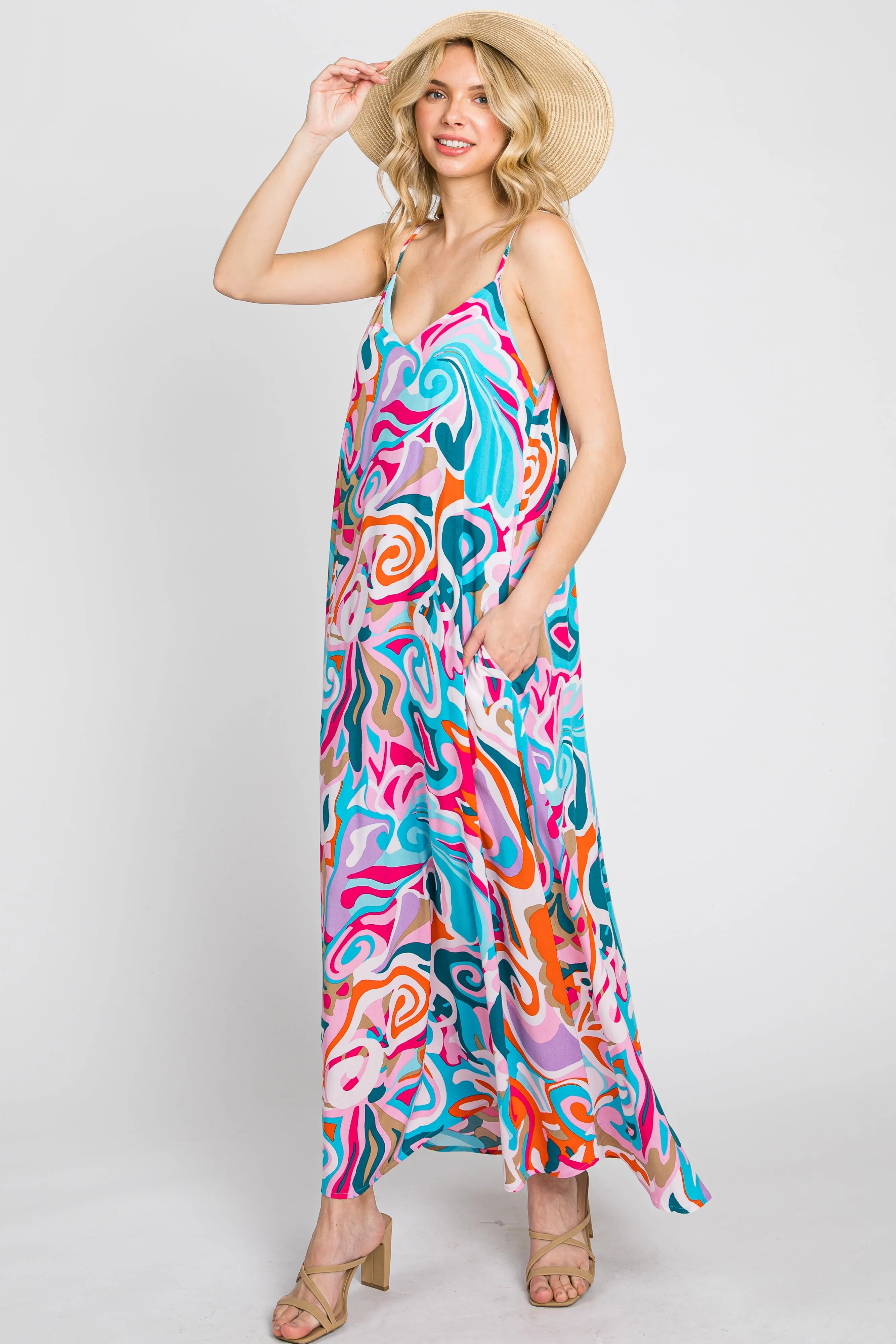Multi-Color Sleeveless V-Neck Maternity Maxi Dress sold by Pinkblush product image thumbnail 5