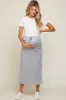 Grey Fleece Drawstring Maternity Maxi Skirt sold by Pinkblush