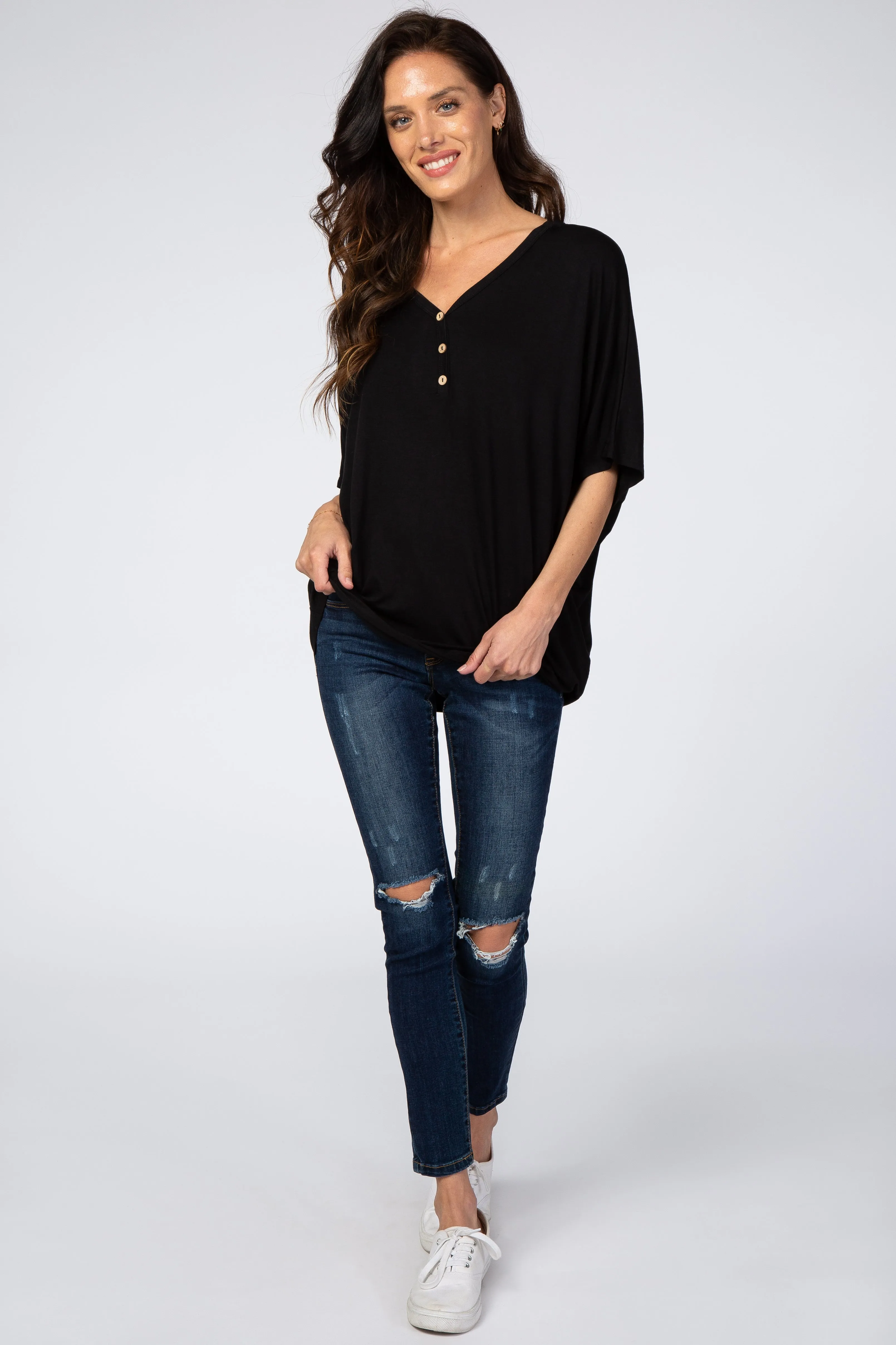 Black Button Front Tunic sold by Pinkblush product image thumbnail 4
