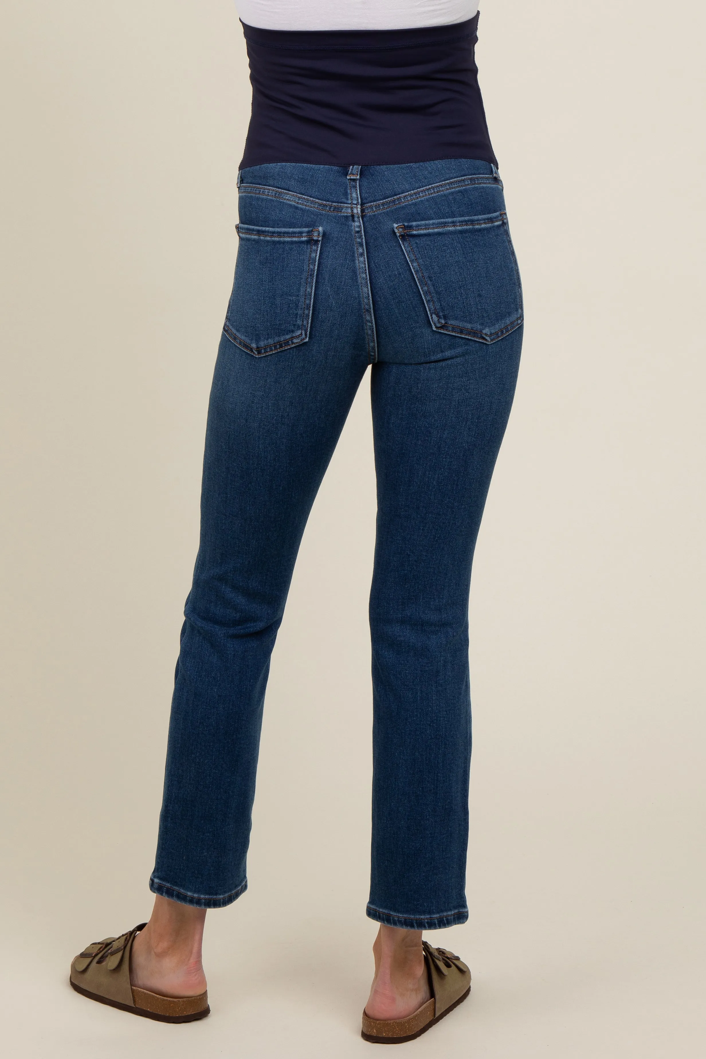 Navy Blue Slim Straight Cropped Maternity Jeans sold by Pinkblush product image thumbnail 4