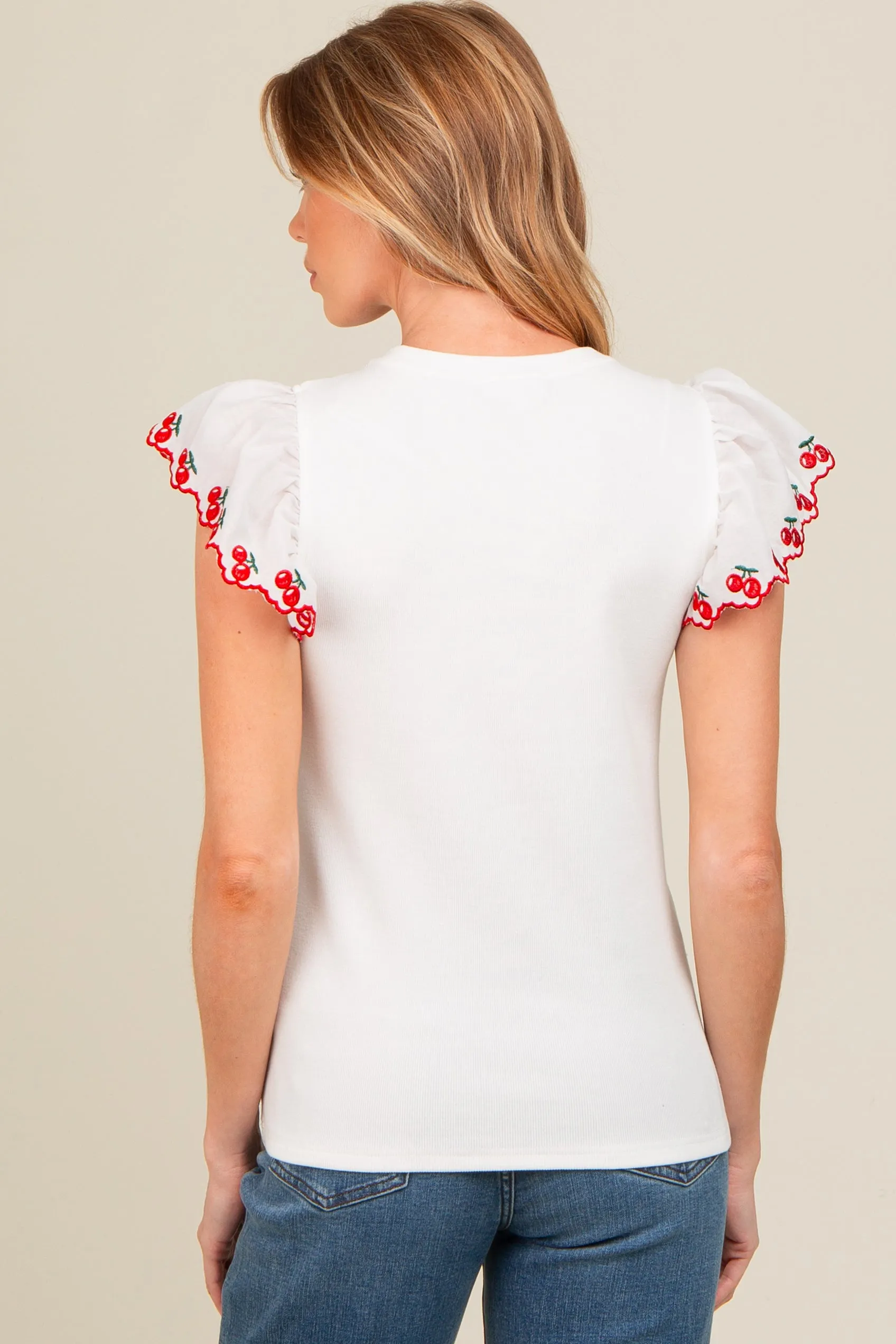 Ivory Embroidered Ruffle Sleeve Maternity Top sold by Pinkblush product image thumbnail 2