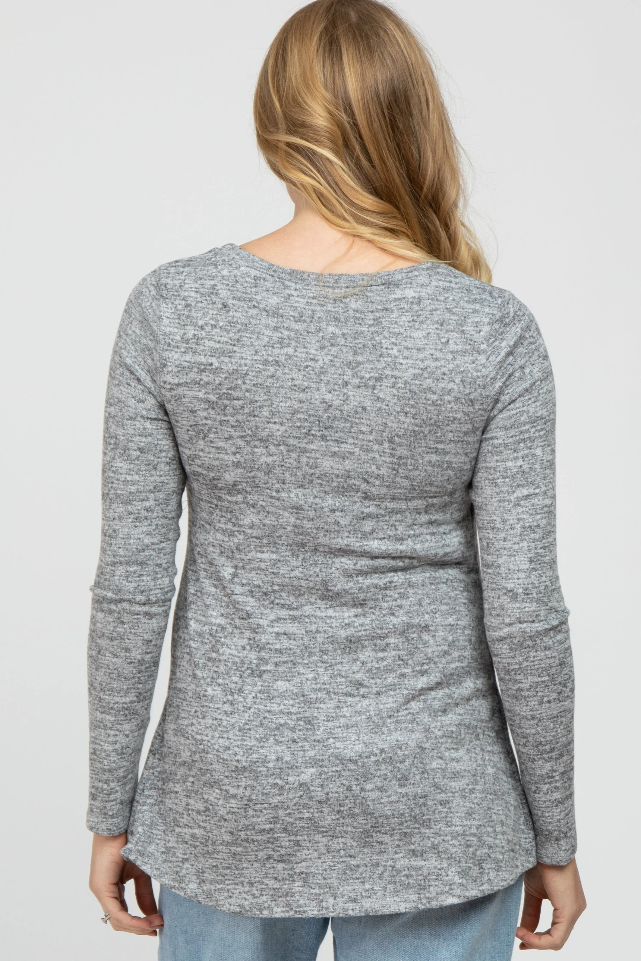 Heather Grey Knit Layered Front Maternity/Nursing Top sold by Pinkblush product image thumbnail 4