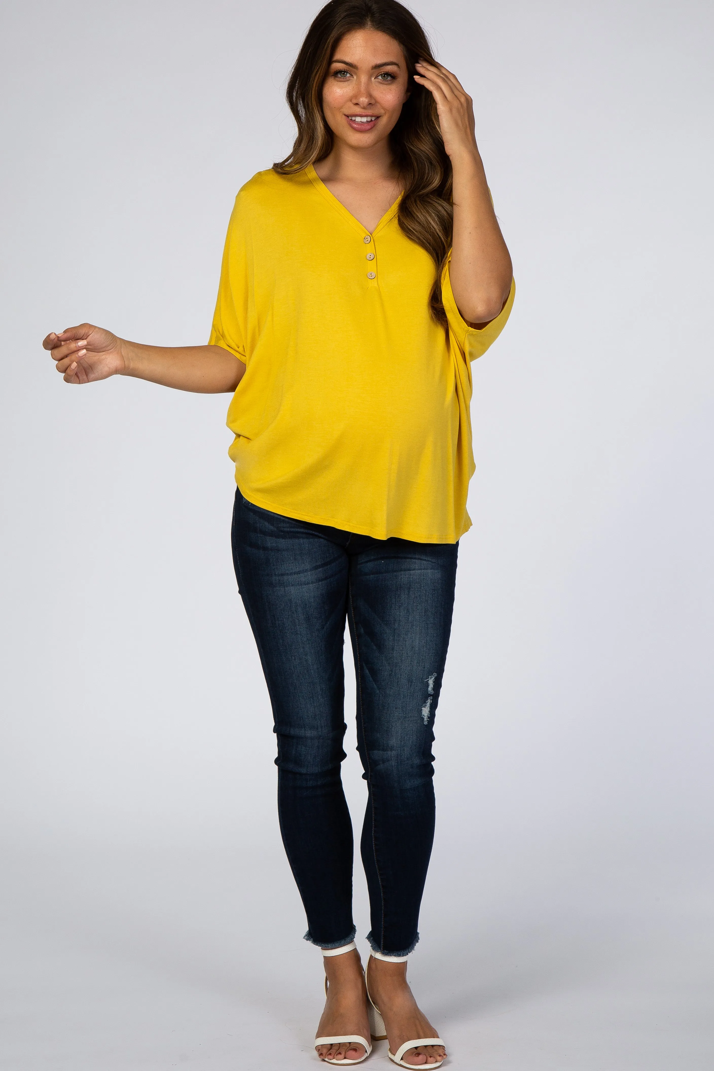 Mustard Button Front Maternity Tunic sold by Pinkblush product image thumbnail 4