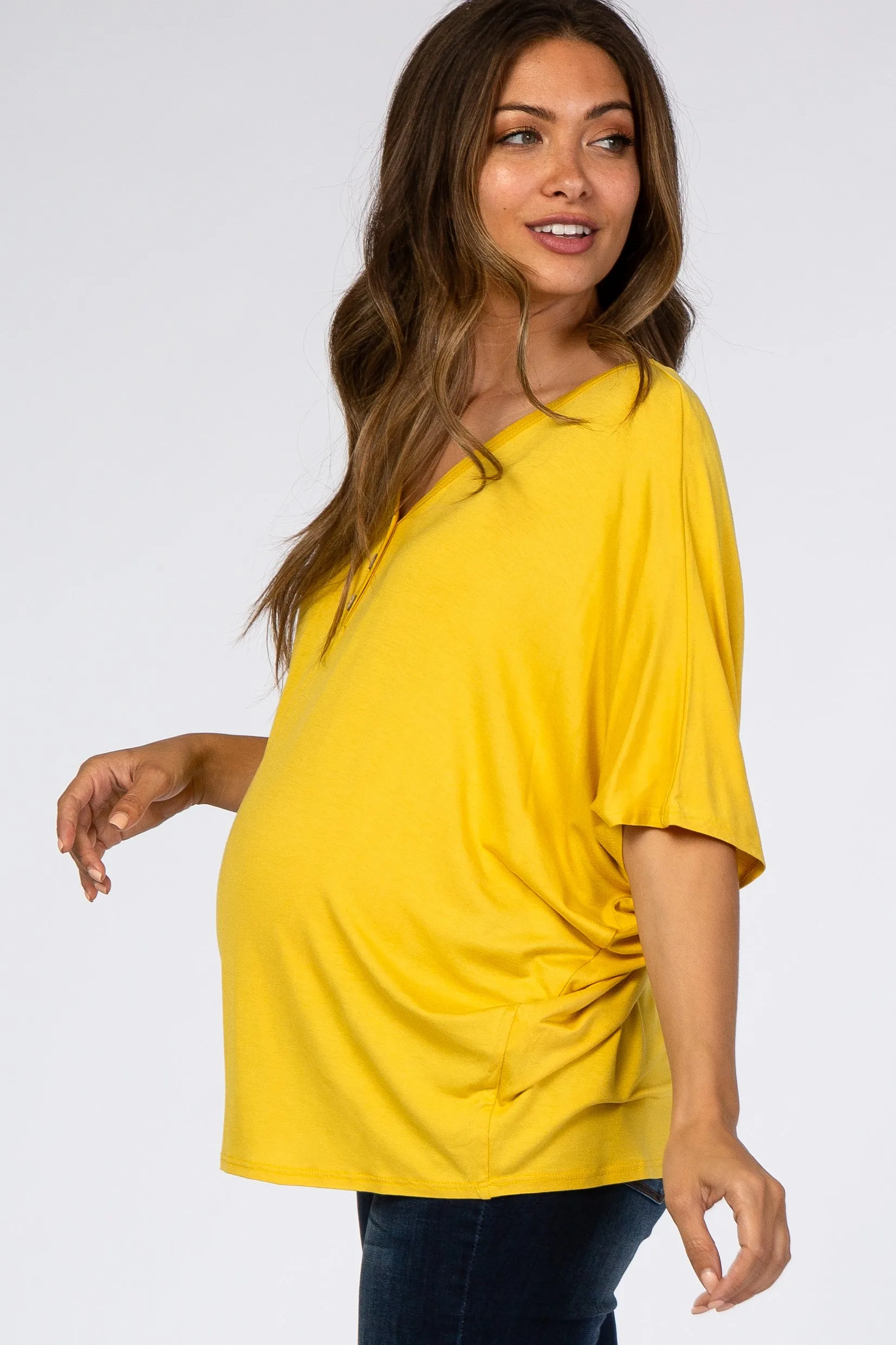 Mustard Button Front Maternity Tunic sold by Pinkblush product image thumbnail 2