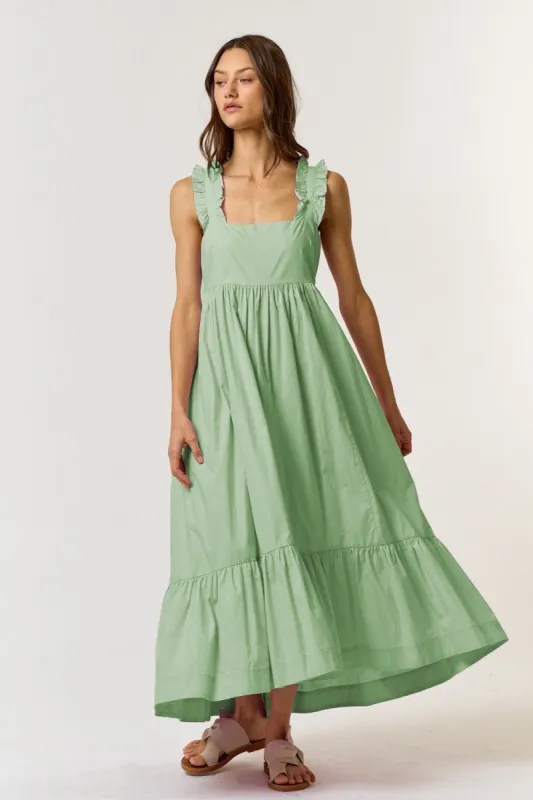Light Olive Pinafore Cutout Tie Back Maxi Dress sold by Pinkblush