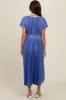 Blue Pleated Sash Tie Midi Dress sold by Pinkblush