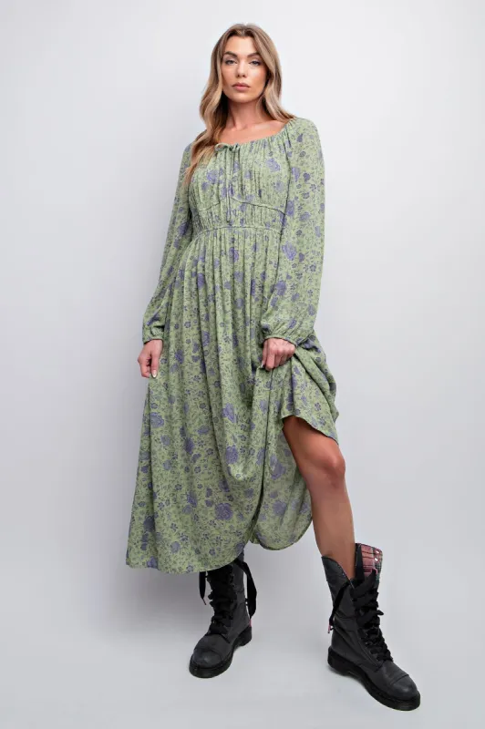 Mint Floral Printed Gauze Maxi Dress sold by Pinkblush