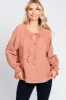 Mauve Tie Front Long Sleeve Maternity Blouse sold by Pinkblush