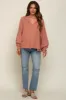 Mauve Tie Front Long Sleeve Maternity Blouse sold by Pinkblush