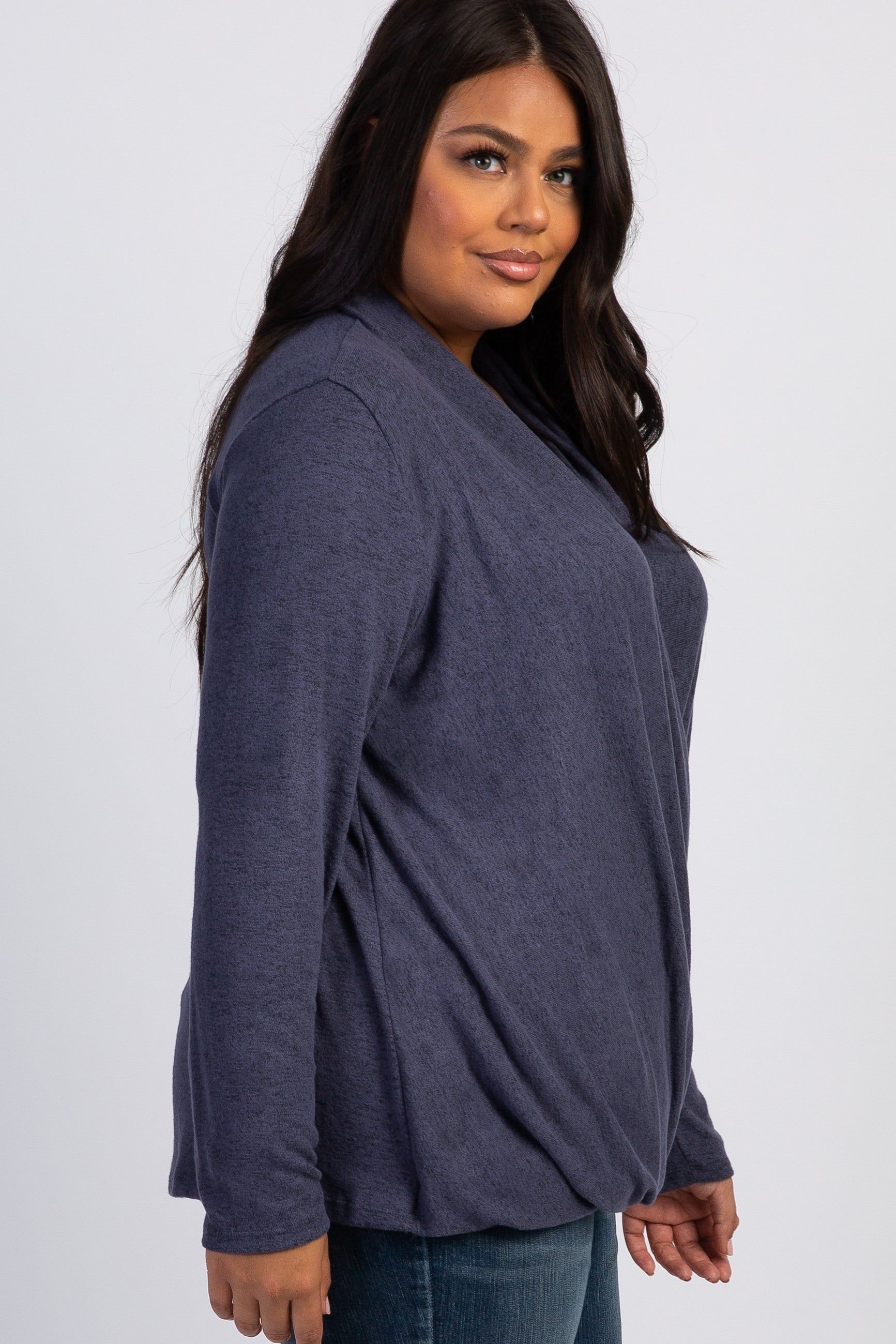 PinkBlush Navy Blue Draped Wrap Plus Nursing Top sold by Pinkblush product image thumbnail 2