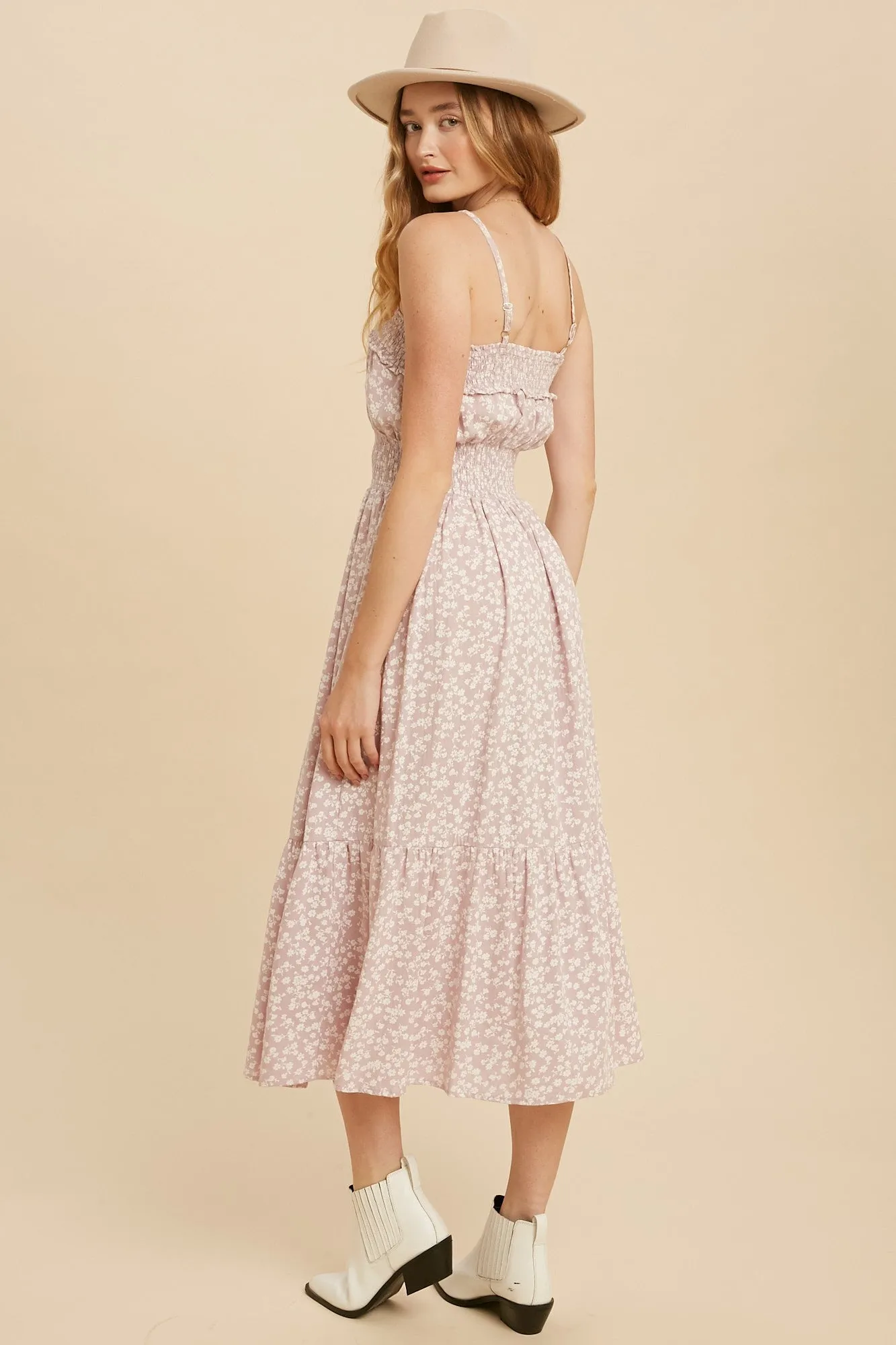 Lavender Floral Ditzy Print Cami Midi Dress sold by Pinkblush product image thumbnail 3