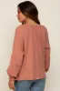 Mauve Tie Front Long Sleeve Maternity Blouse sold by Pinkblush