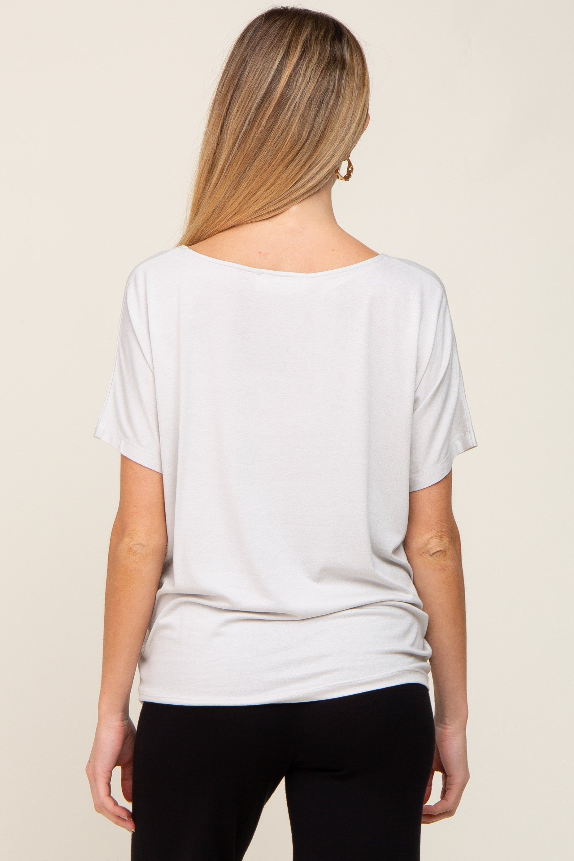 Light Grey V-Neck Maternity Dolman Sleeve Top sold by Pinkblush product image thumbnail 3