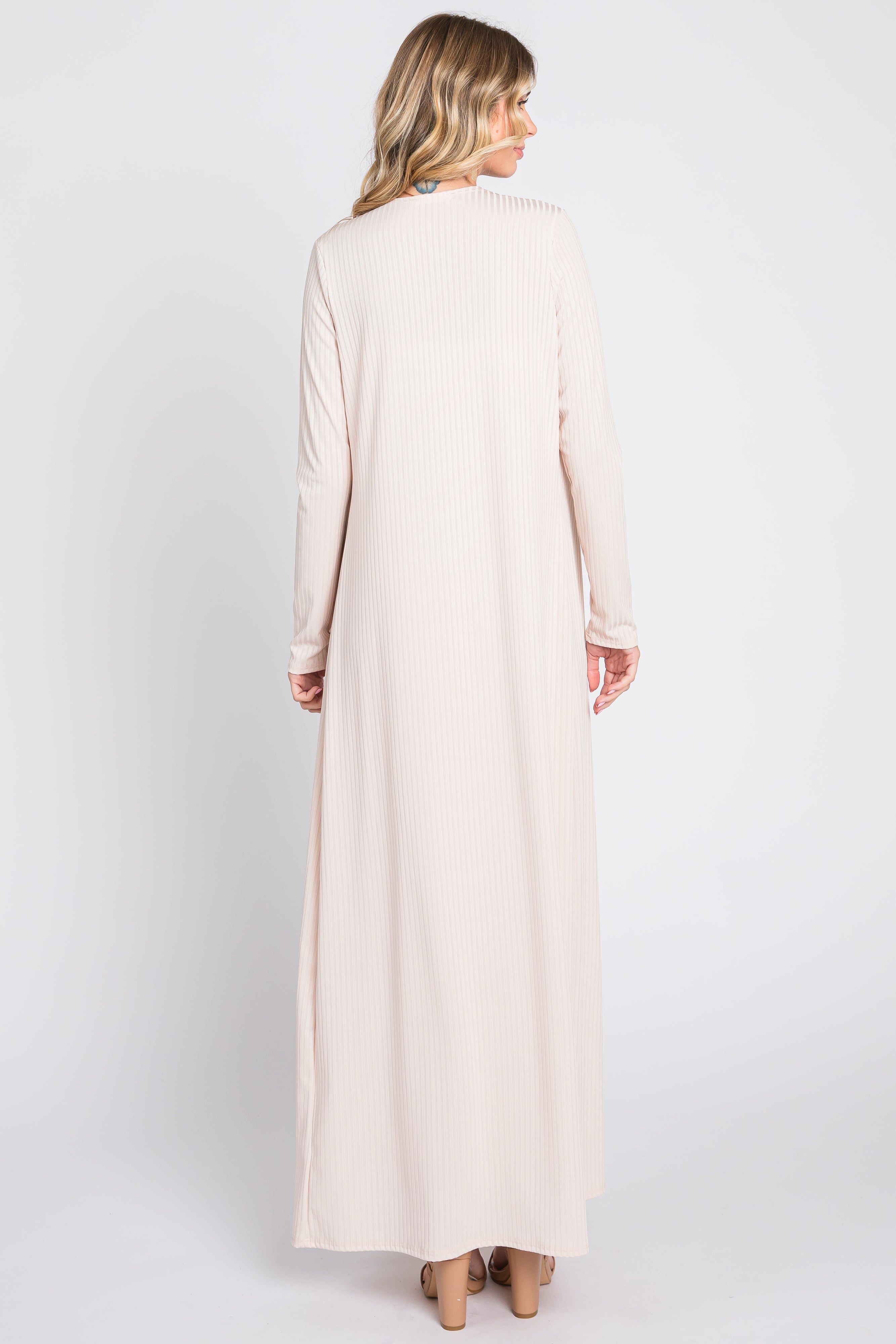 Cream Ribbed Sleeveless Dress Cardigan Set sold by Pinkblush product image thumbnail 3