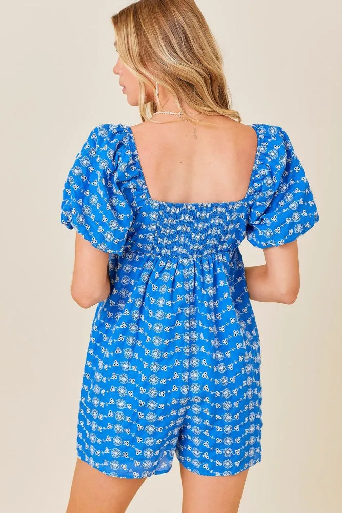 Blue Embroidered Floral Romper sold by Pinkblush product image thumbnail 3