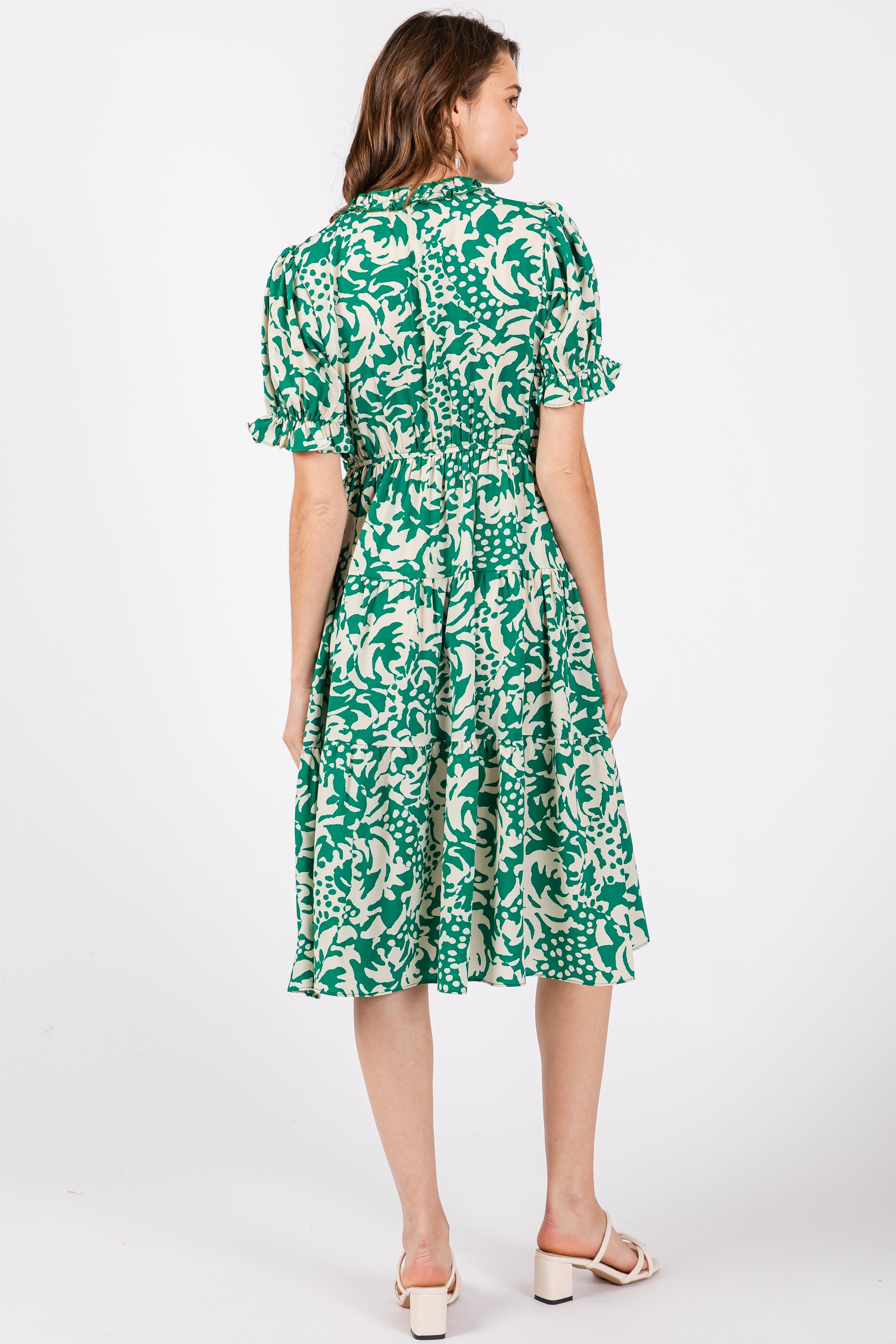 Green Ruffle Trim Tiered Dress sold by Pinkblush product image thumbnail 3