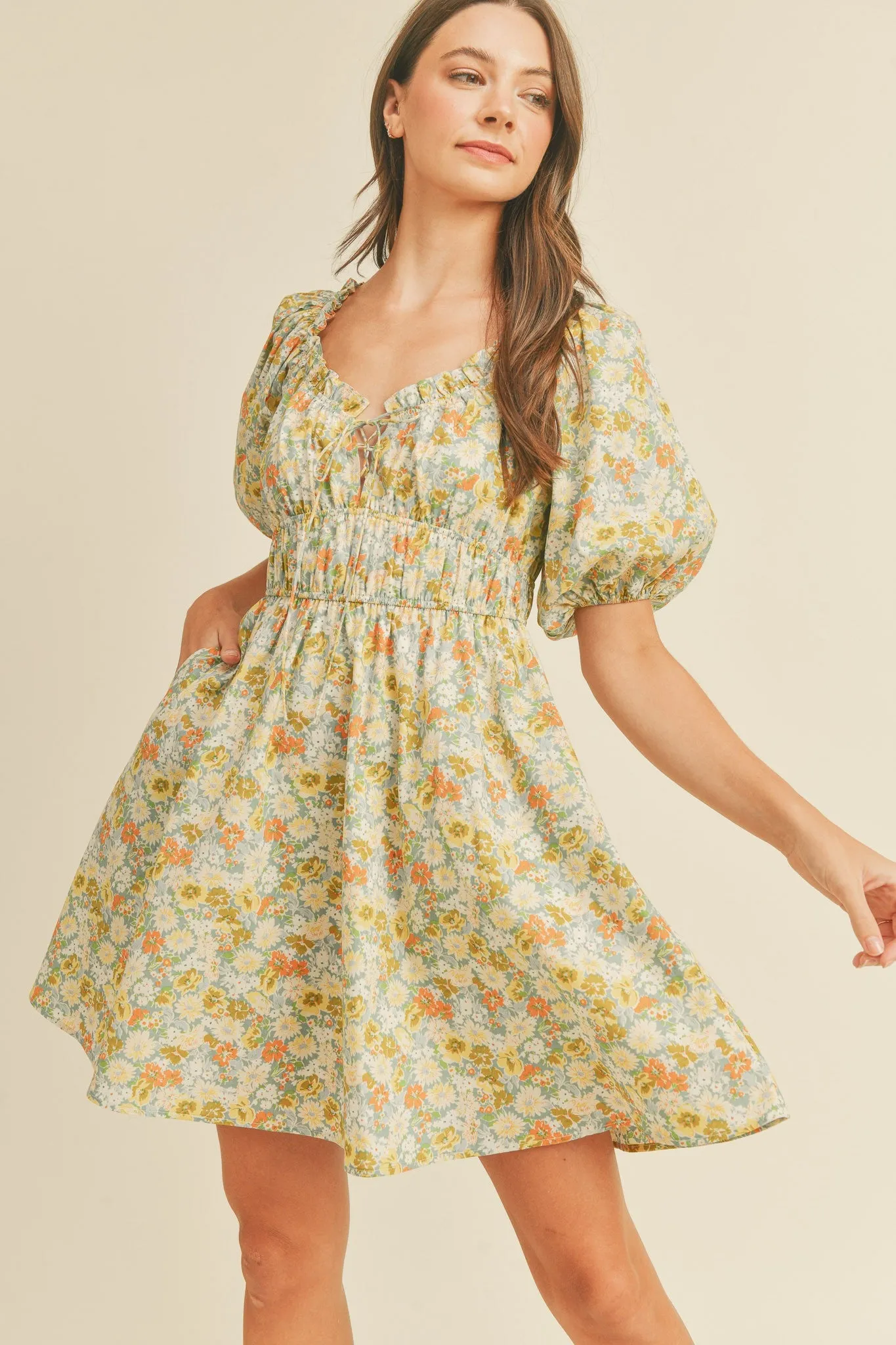 Blue Floral Sweetheart Neckline Mini Dress sold by Pinkblush product image thumbnail 2