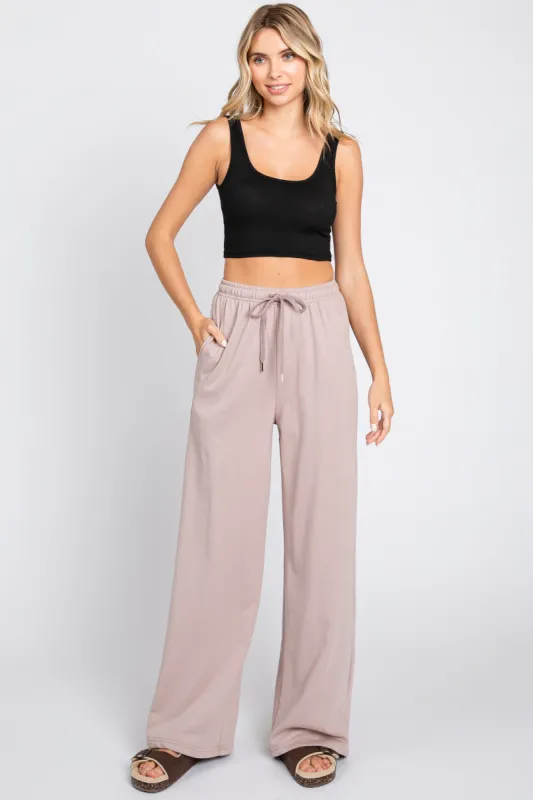 Mocha Wide Leg Joggers sold by Pinkblush