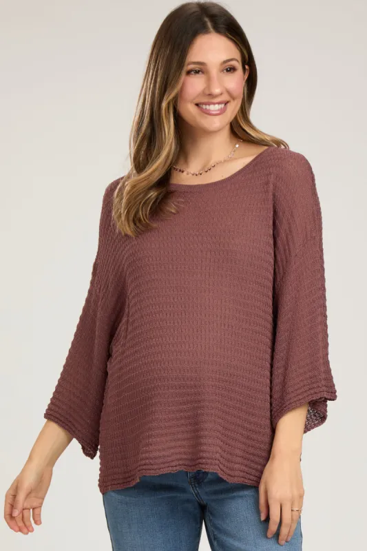 Burgundy Knit Maternity Short Sleeve Top sold by Pinkblush