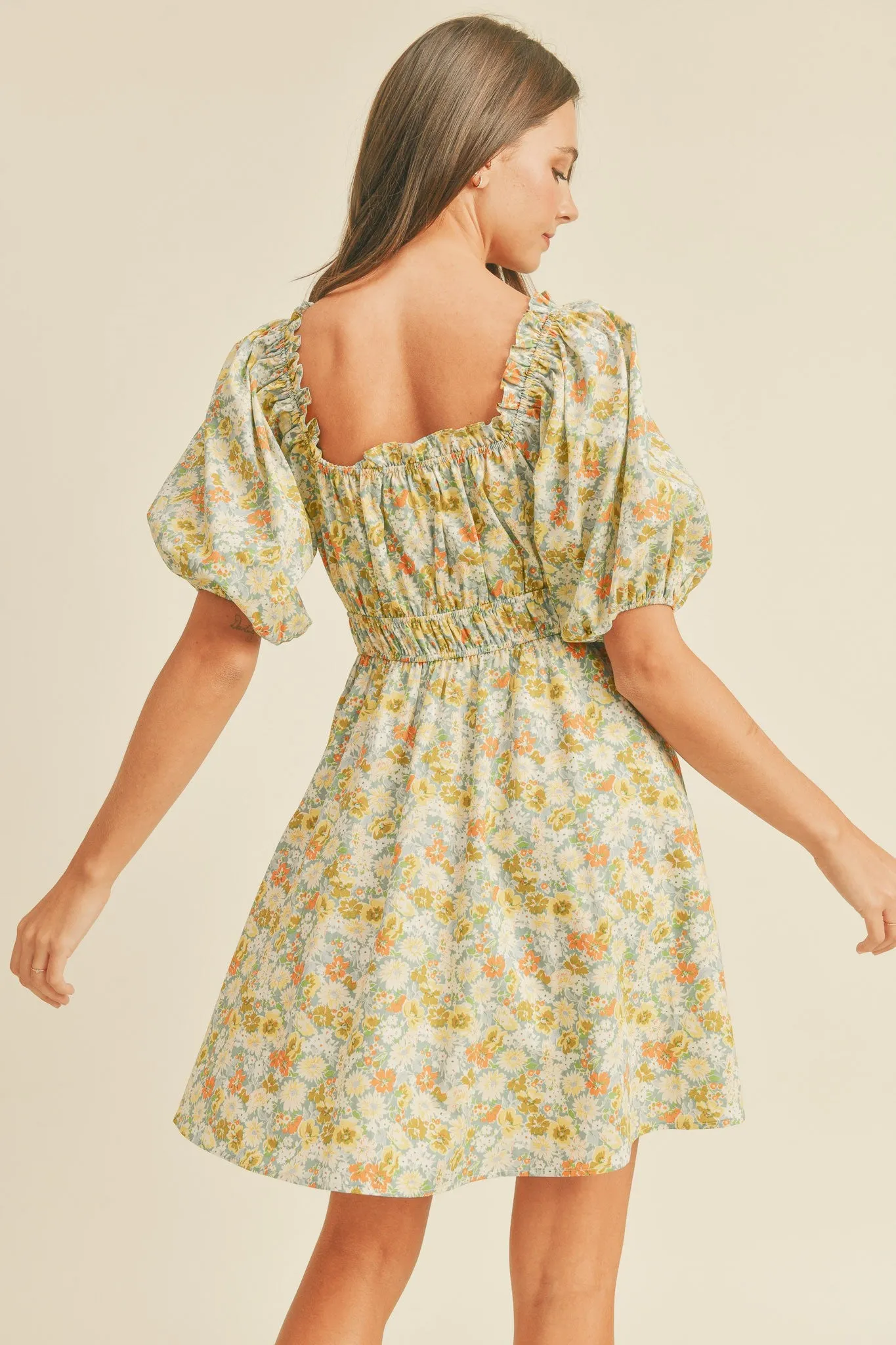 Blue Floral Sweetheart Neckline Mini Dress sold by Pinkblush product image thumbnail 4