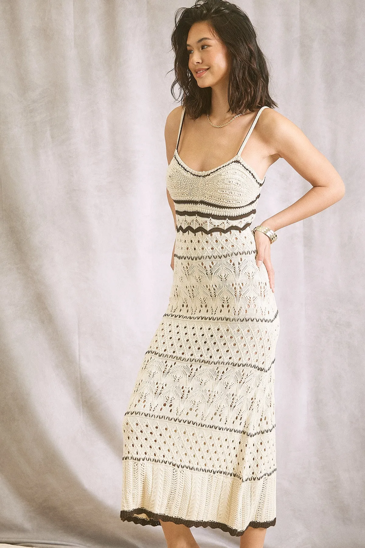 Cream Contrast Trim Crochet Maxi Swim Cover Up sold by Pinkblush product image thumbnail 2