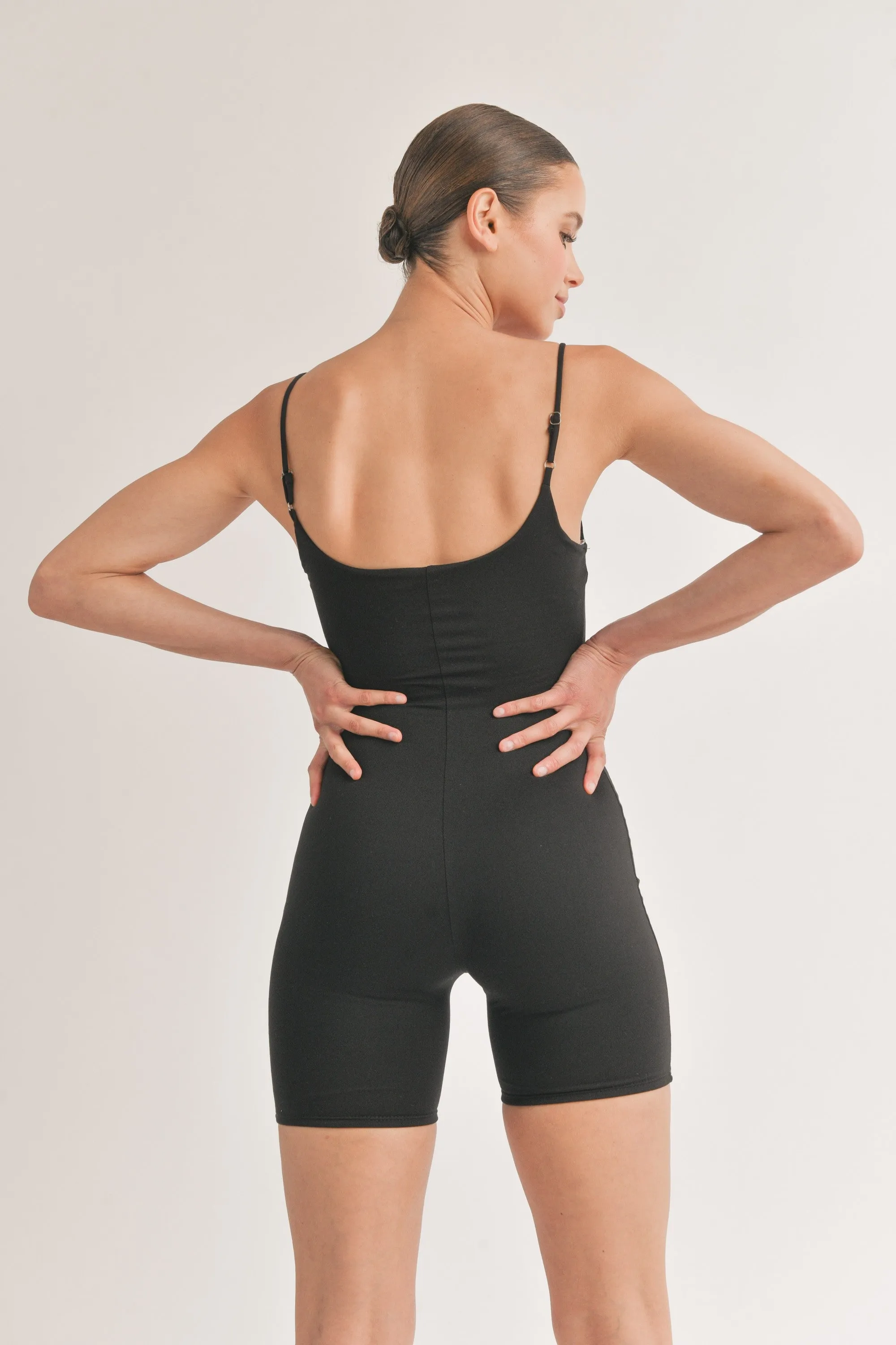 Black Sleeveless Bodycon Biker Short Romper sold by Pinkblush product image thumbnail 3