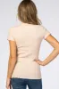 Cream Ribbed Ruffle Trim Top sold by Pinkblush