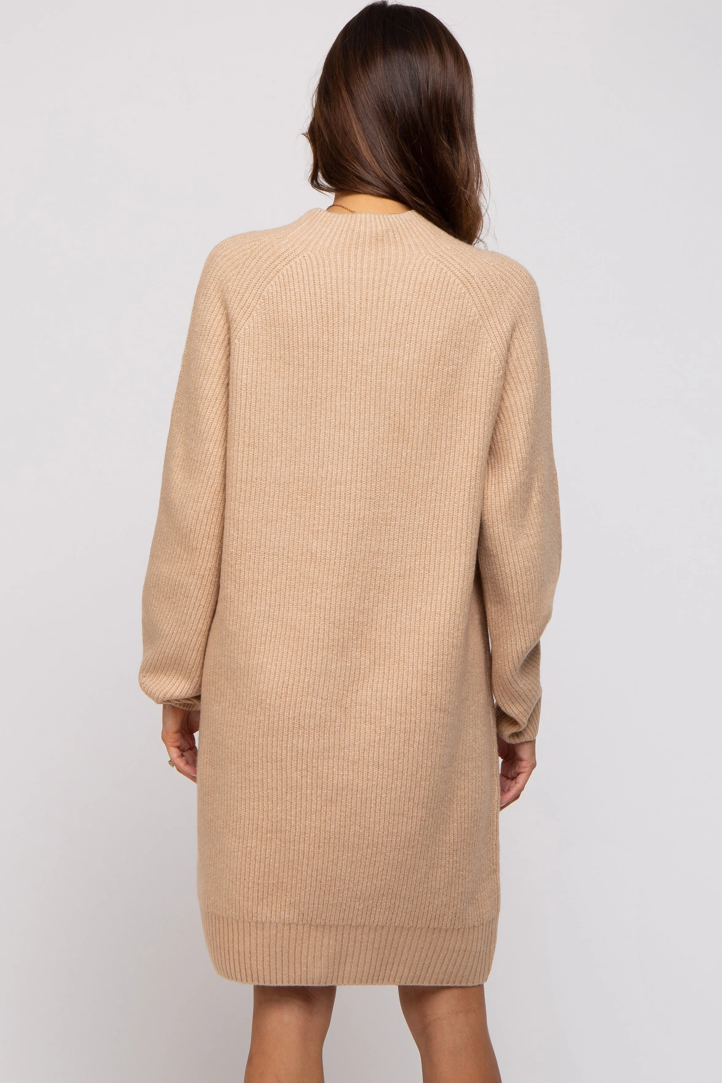 Beige Mock Neck Maternity Sweater Dress sold by Pinkblush product image thumbnail 3