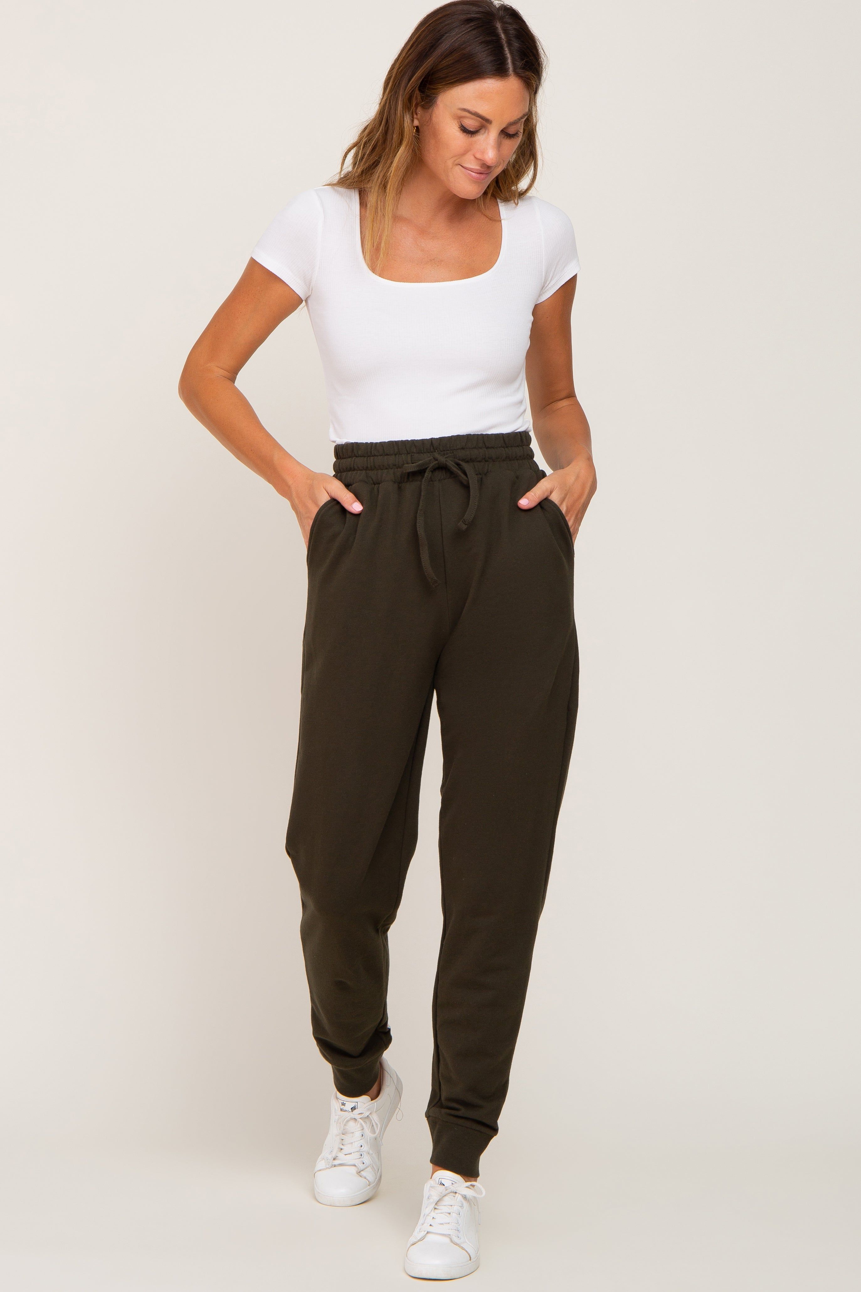 Olive Basic Drawstring Sweatpants sold by Pinkblush product image thumbnail 5