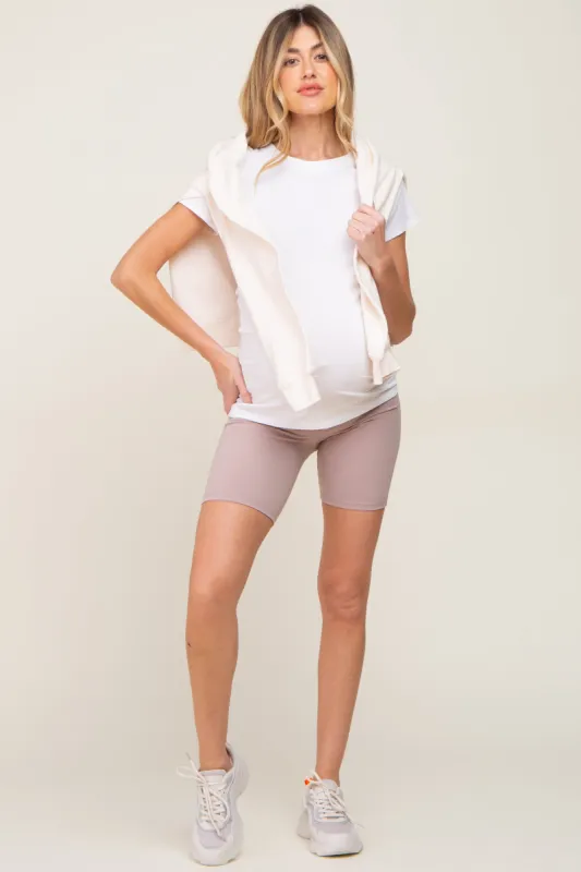 Lavender Maternity Active Shorts sold by Pinkblush