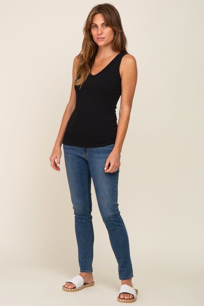 Black Ribbed V-Neck Sleeveless Top sold by Pinkblush product image thumbnail 4