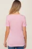 Pink Ribbed Short Sleeve Button Detail Maternity Top sold by Pinkblush