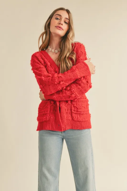 Red Button Down Sweater Cardigan sold by Pinkblush