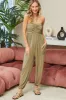 Light Olive Halter Cinched Maternity Jumpsuit sold by Pinkblush