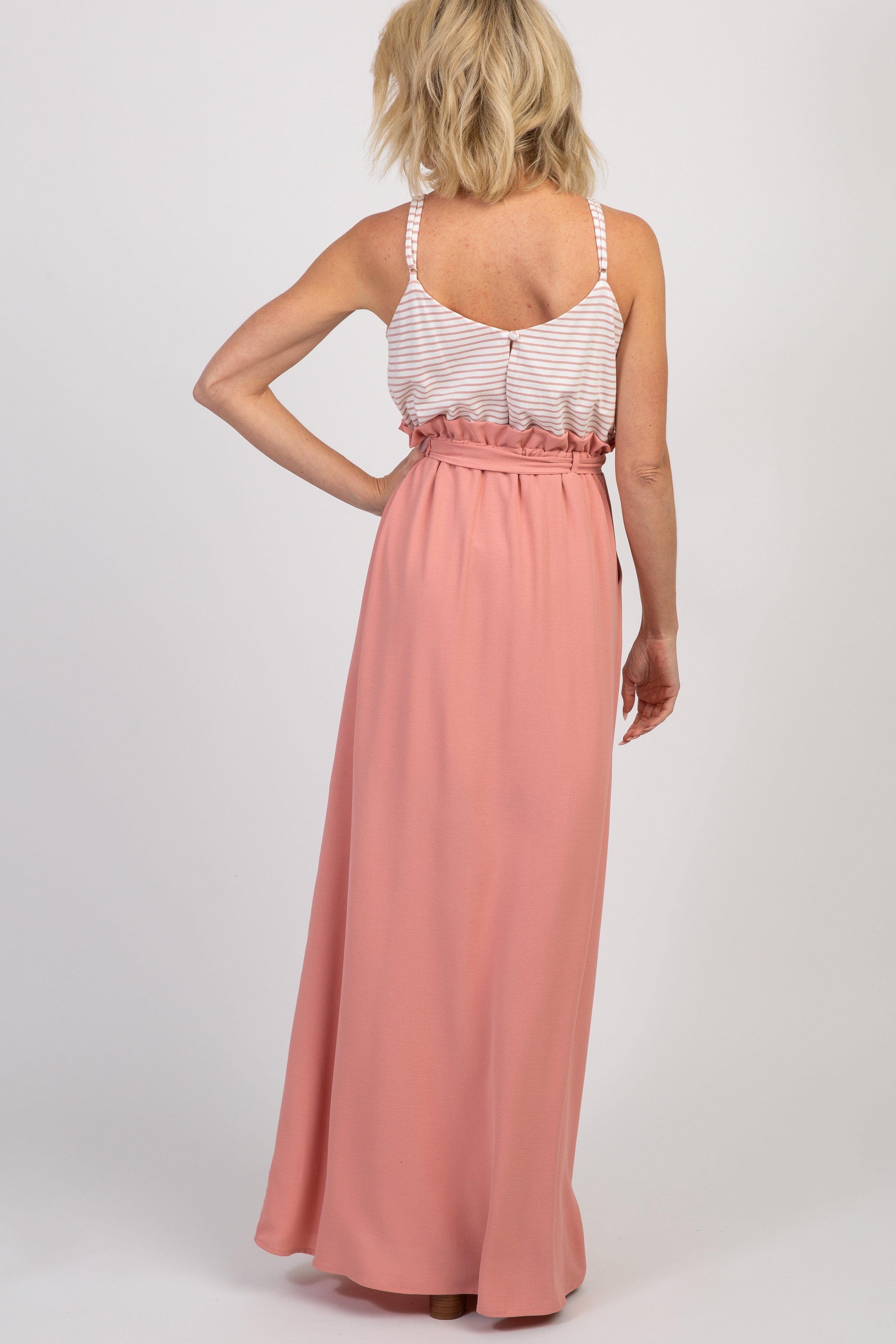Pink Striped Colorblock Maxi Dress sold by Pinkblush product image thumbnail 3