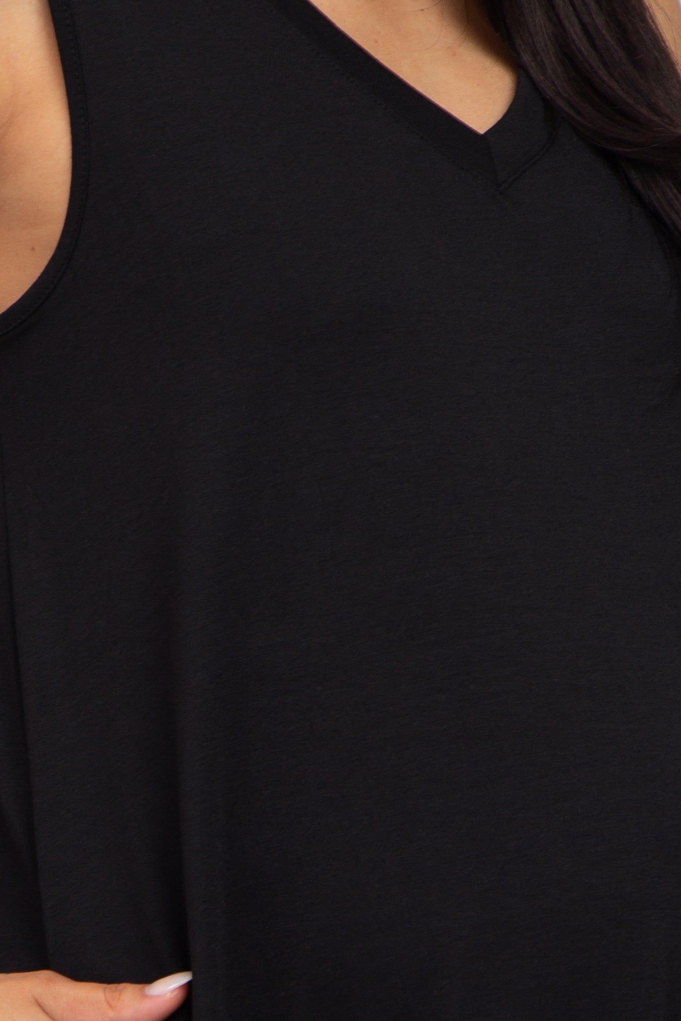 Black V-Neck Basic Maternity Maxi Dress sold by Pinkblush product image thumbnail 4