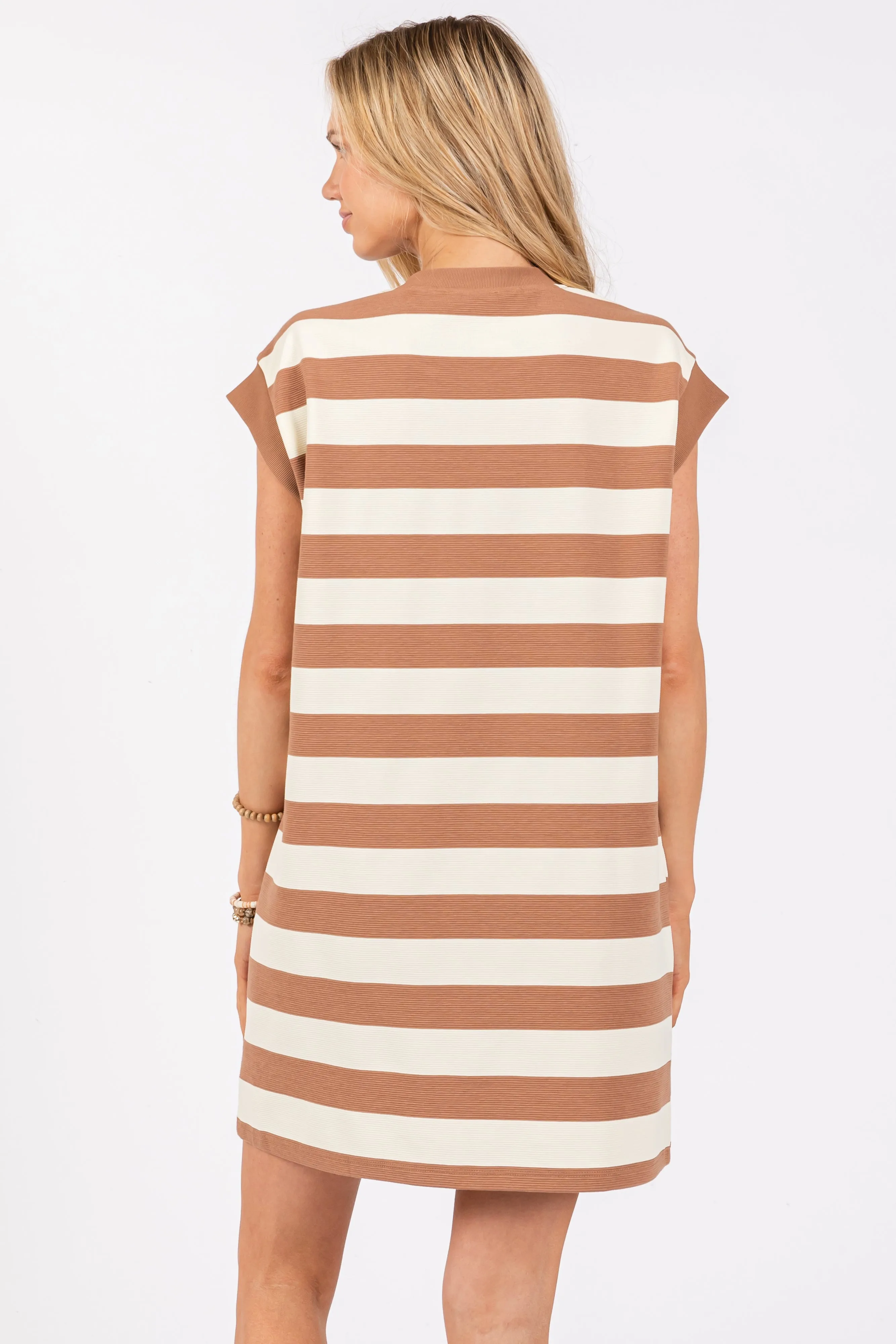 Mocha Wide Stripe Mini Dress sold by Pinkblush product image thumbnail 3
