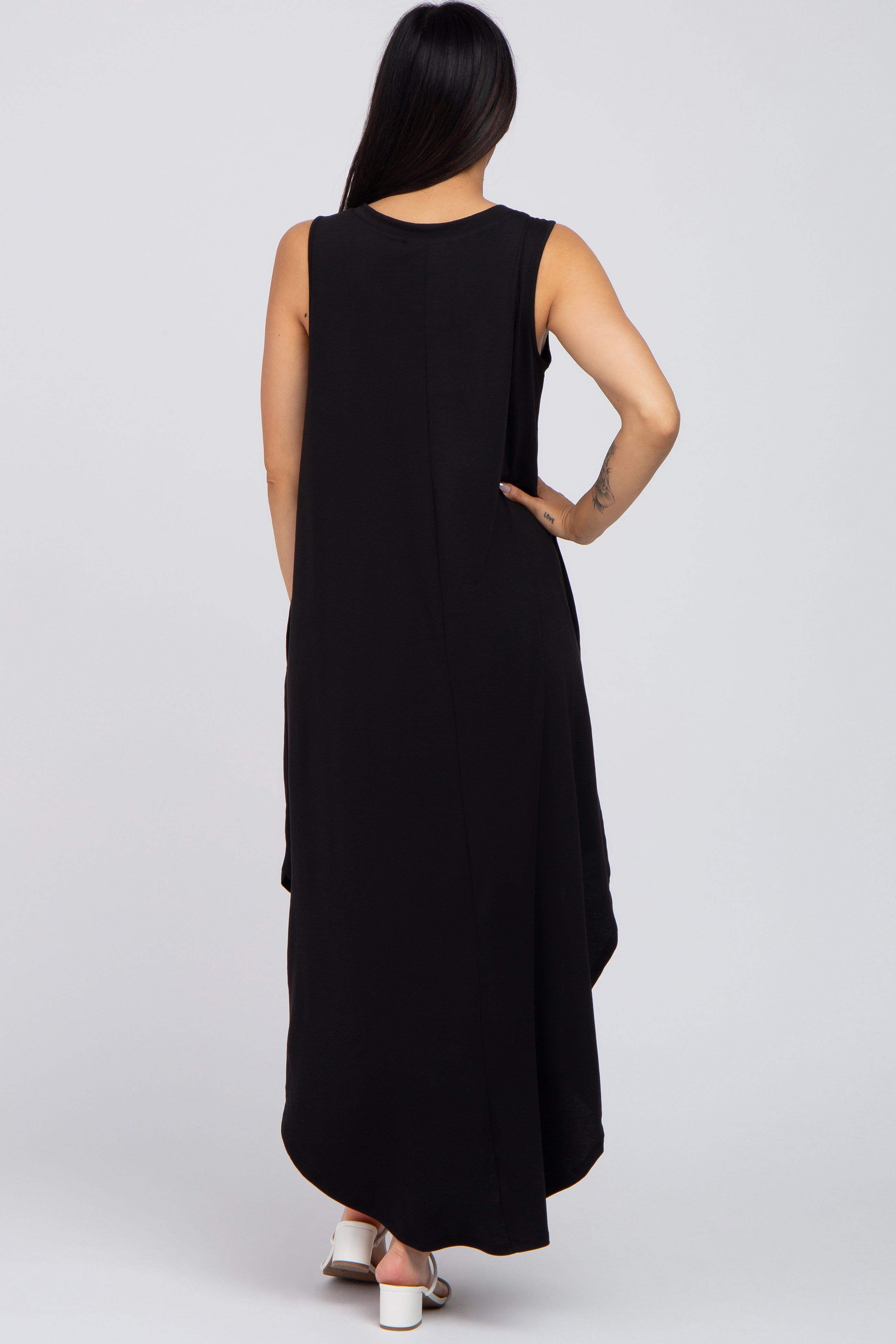 Black V-Neck Basic Maternity Maxi Dress sold by Pinkblush product image thumbnail 3