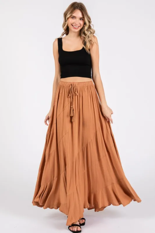 Camel Tassel String Maxi Skirt sold by Pinkblush