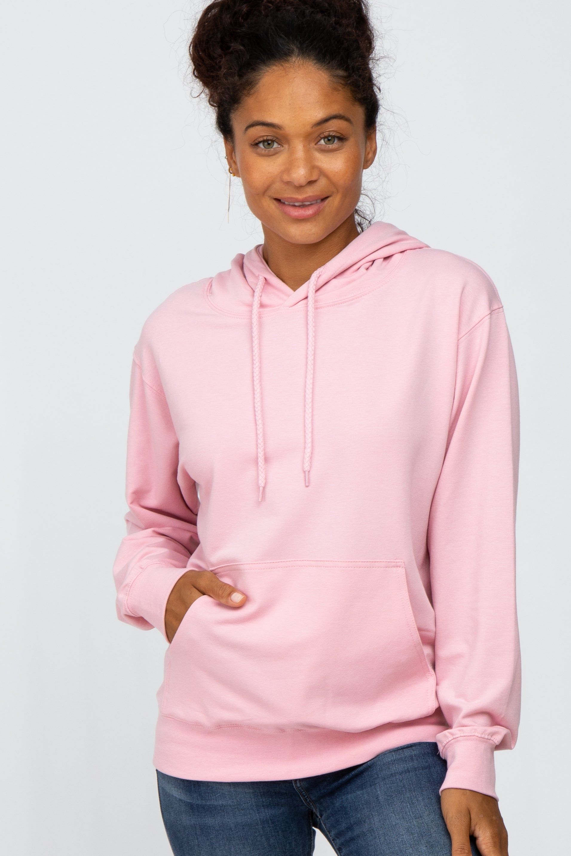 Light Pink Basic Hooded Maternity Sweatshirt sold by Pinkblush product image thumbnail 5