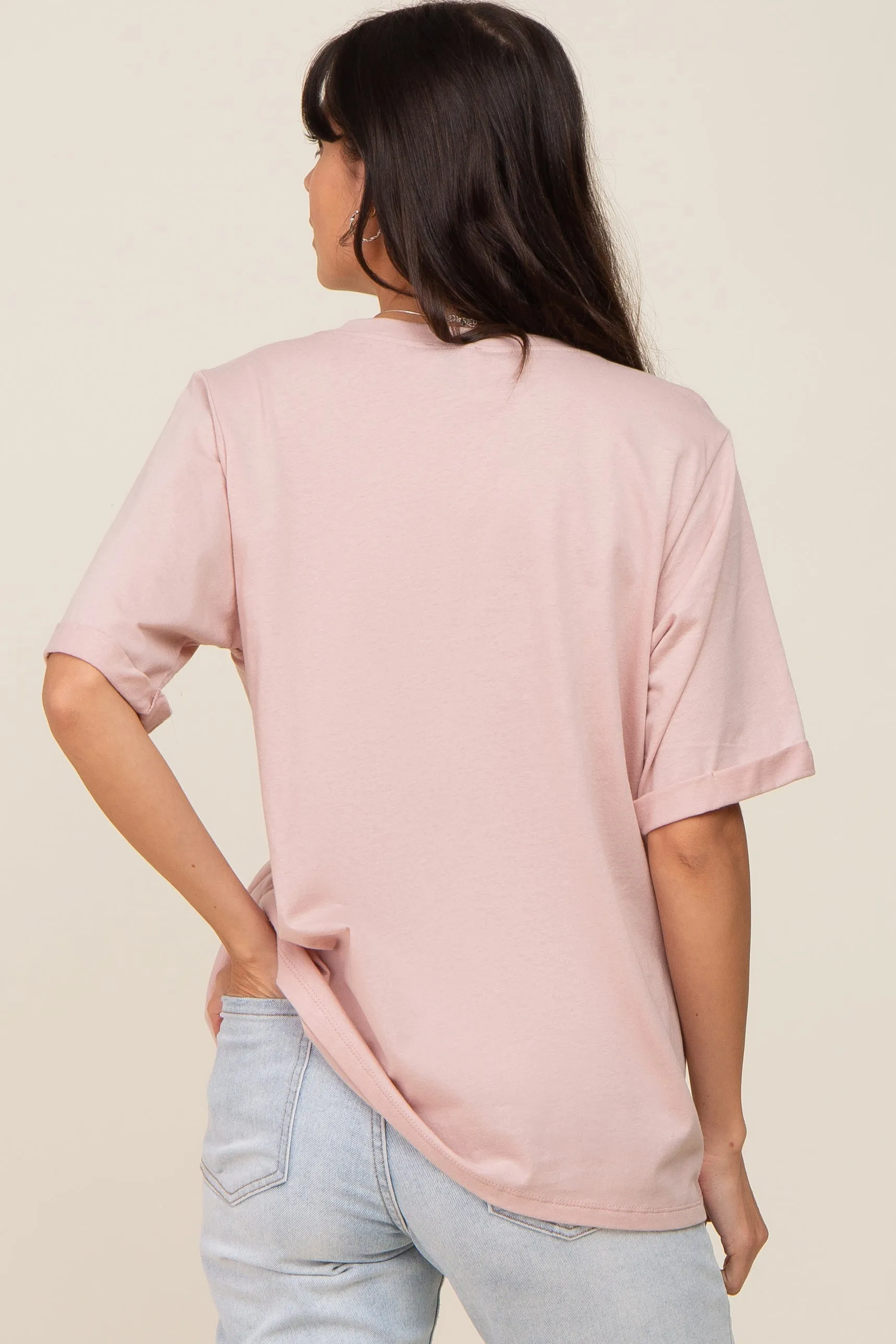 Light Pink Oversized Pocket Front Short Sleeve Top sold by Pinkblush product image thumbnail 3