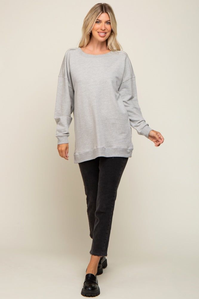 Heather Grey Terry Exposed Seam Sweatshirt sold by Pinkblush product image thumbnail 5