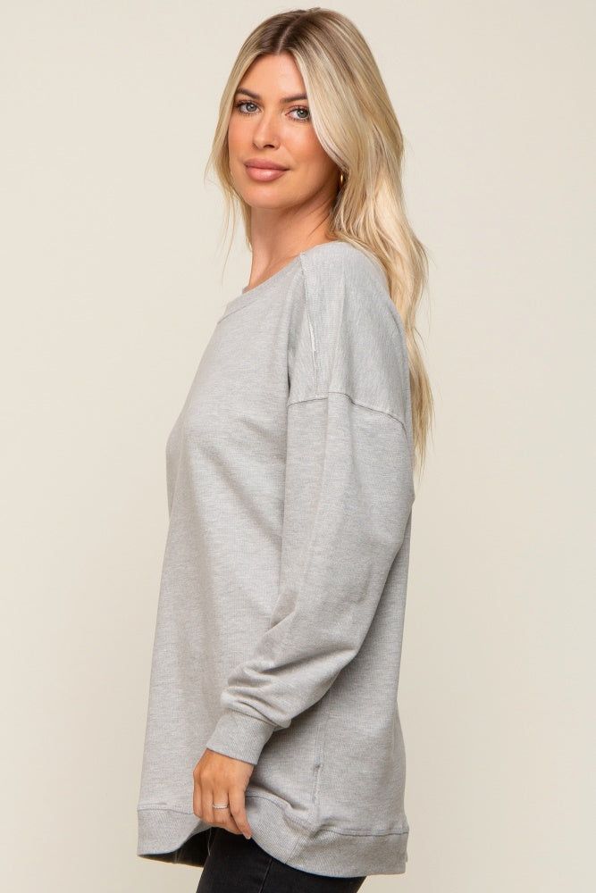 Heather Grey Terry Exposed Seam Sweatshirt sold by Pinkblush product image thumbnail 2
