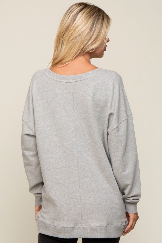 Heather Grey Terry Exposed Seam Sweatshirt sold by Pinkblush product image thumbnail 3