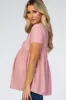 Mauve Swiss Dot Peplum Maternity Top sold by Pinkblush