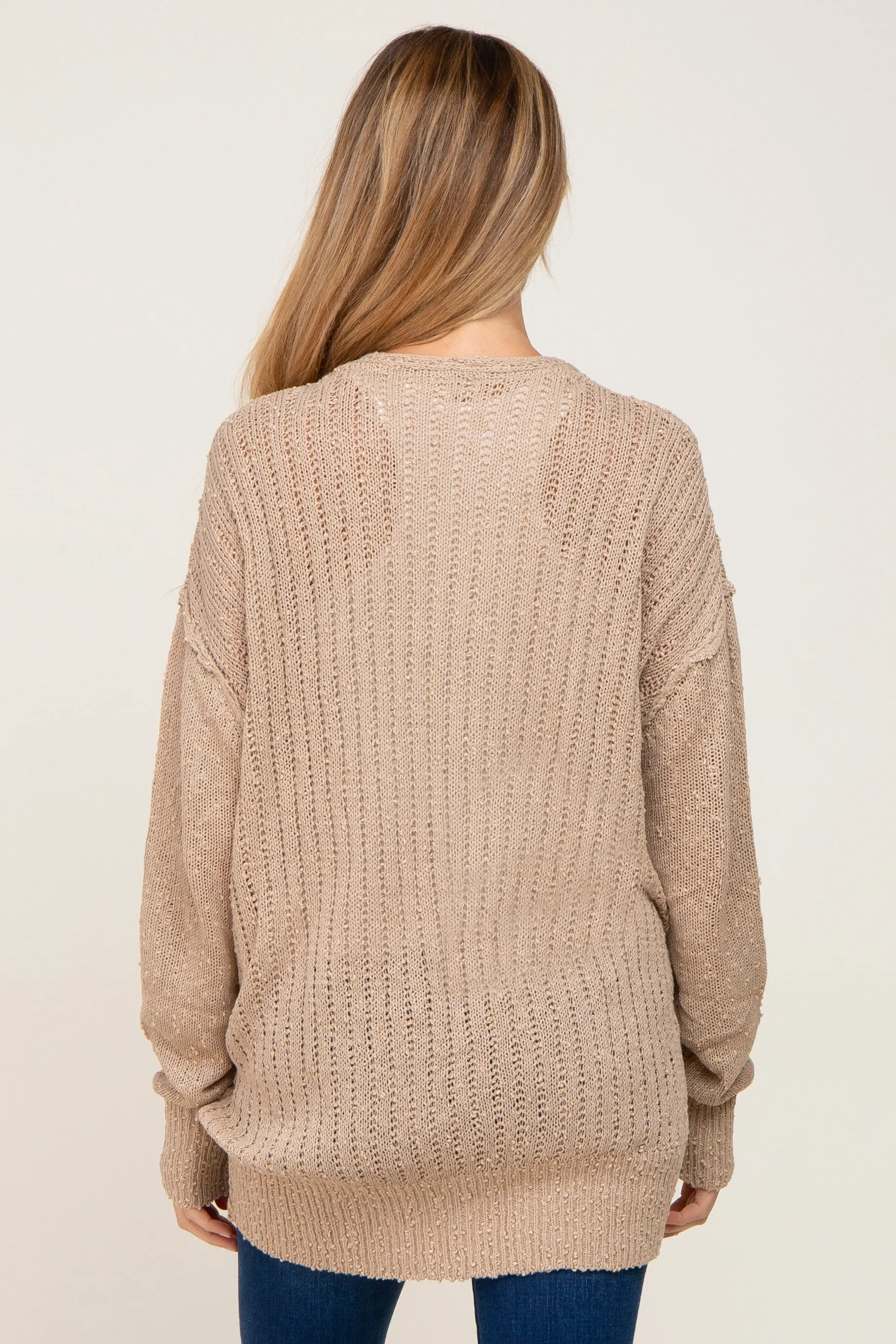 Beige Oversized Textured Knit Maternity Cardigan sold by Pinkblush product image thumbnail 4